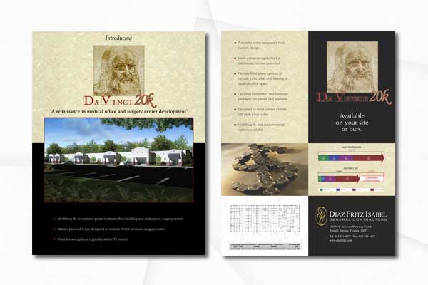Brochure Design - Diaz Fritz Isabel General Contractors, Healthcare Division DaVinci 20k Insert