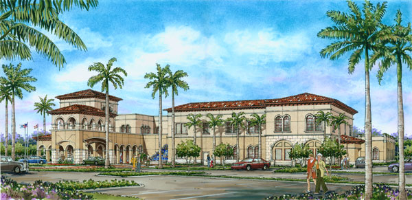 Rendering - Boca Raton Library, front view