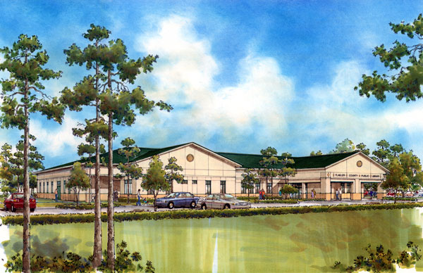 Rendering - Flagler County Public Library, concept drawing, one of many