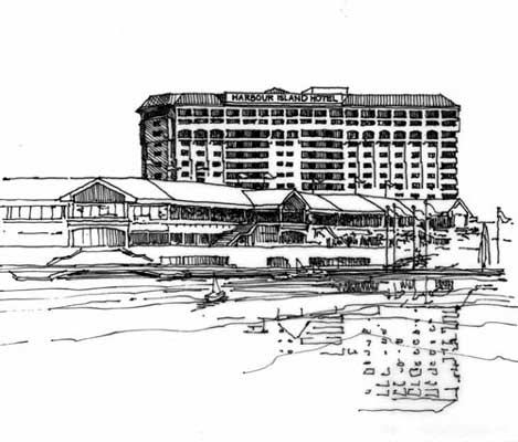 Rendering - Harbour Island, pen and ink drawing