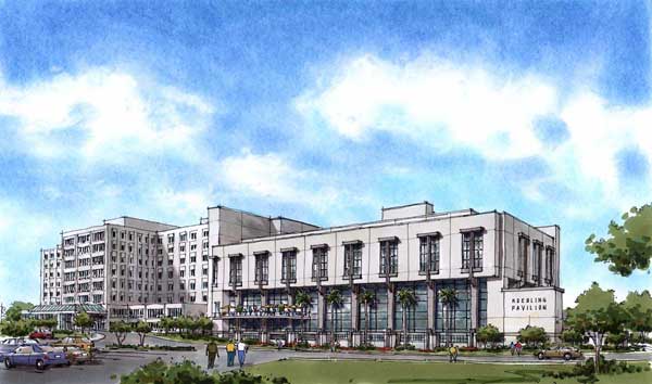 Rendering - Morton Plant Hospital, Roebling Pavilion, concept drawing, one of many options 