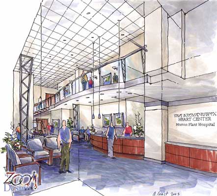Rendering - Morton Plant Mease Hospital, conceptual drawing of the Witt Heart and Vascular Center