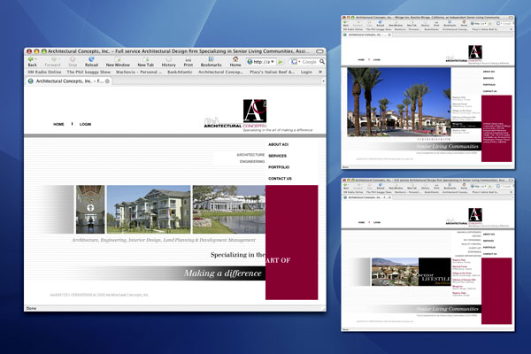 Corporate Identity - Architectural Concepts, Inc., Website design